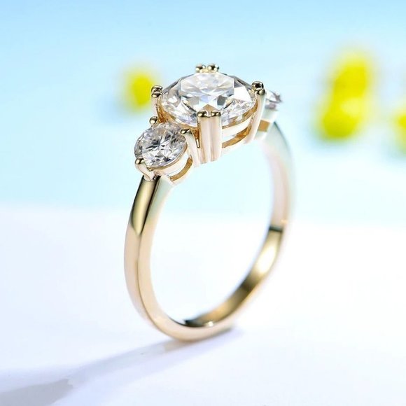 Certified 2.8 ct. t.w. Moissanite Diamond Three Stone Engagement Ring NEW - Picture 3 of 8